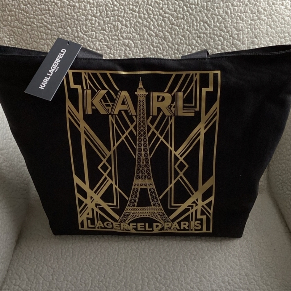 Karl Lagerfeld Paris “Kristen Eiffel Tower ” Canvas Tote, NWT
